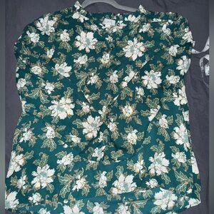 Loft Womens Polyester Floral Top Blouse Long Sleeve Office Business Size Medium